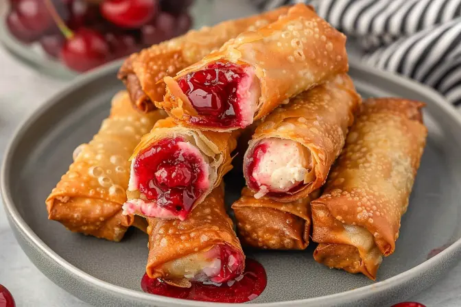 cherry cheesecake egg rolls