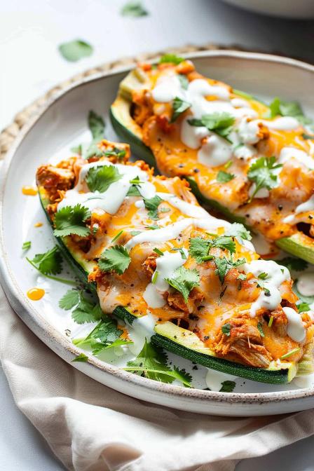 buffalo chicken zucchini boats
