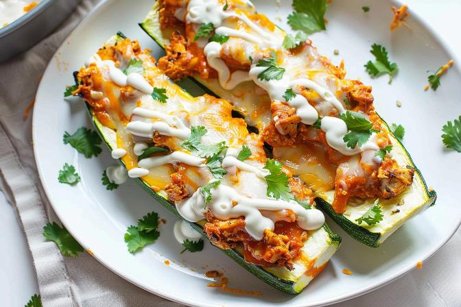 buffalo chicken zucchini boats
