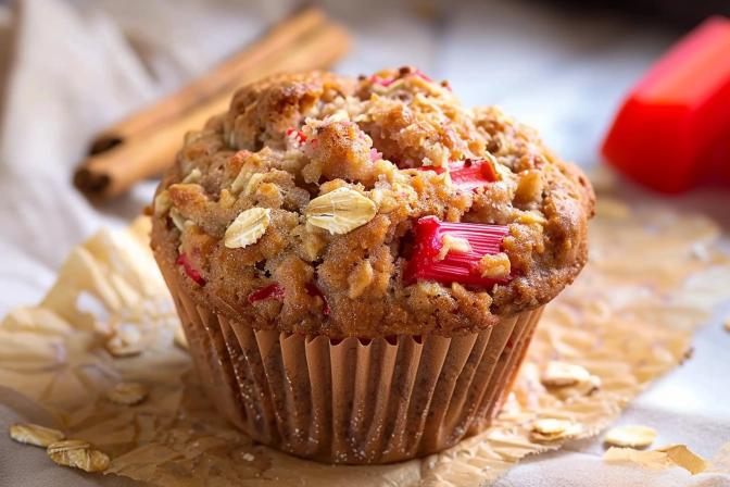 rhubarb oatmeal muffins